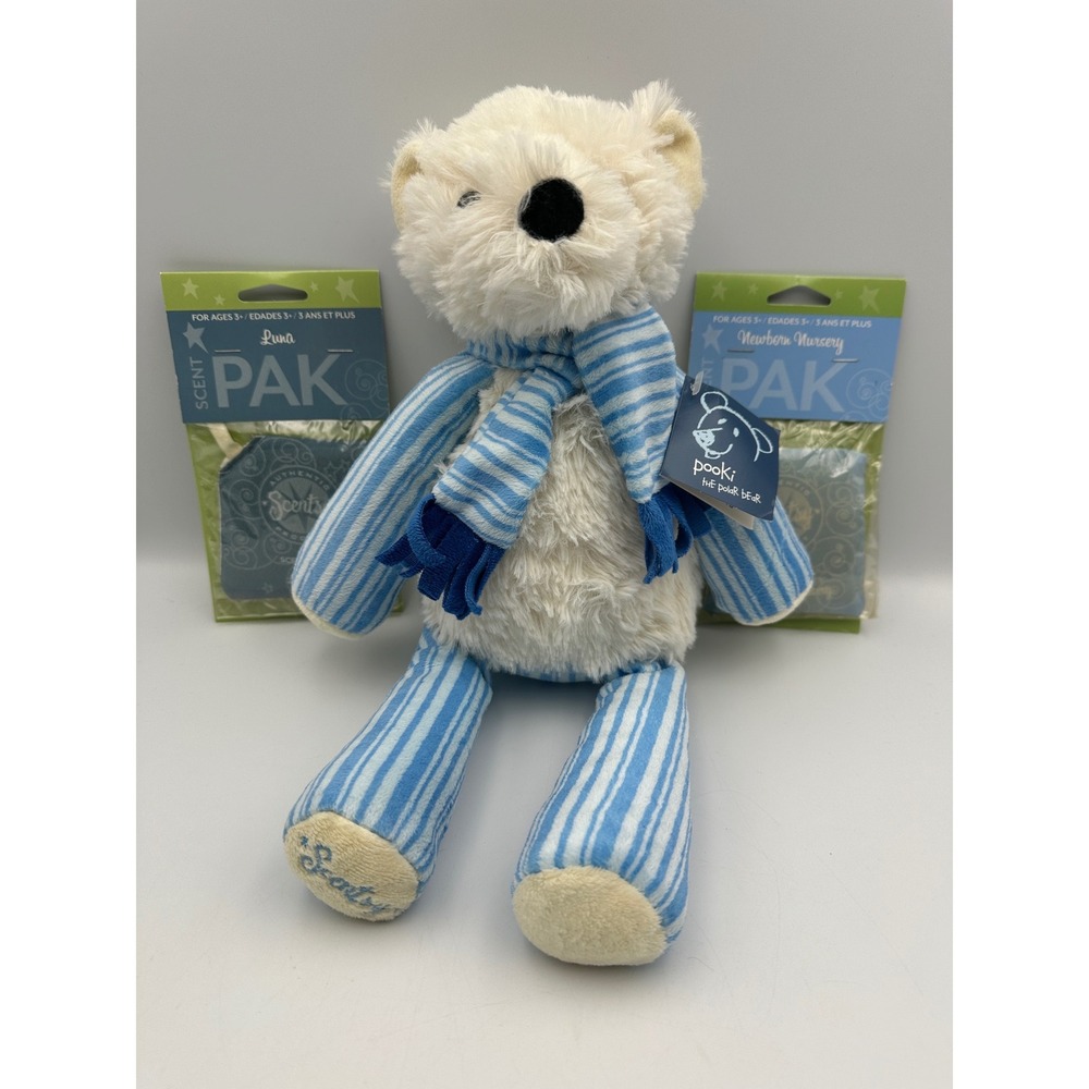 NWT Scentsy Buddy Pooki the Polar Bear‎ Plush & Luna and Nursery Scent Paks NEW